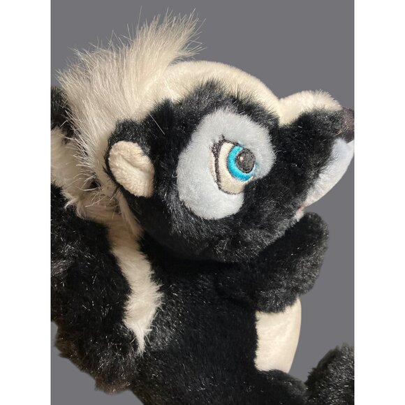 Disney Store Flower the Skunk Plush Toy w/ Flower 9" Black White Stuffed Animal - Picture 6 of 12
